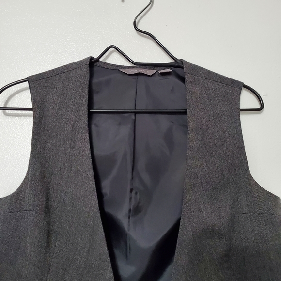 Grey Button Up Vest Men's V Neck Tailored Vest Investments Gray - Picture 4 of 11